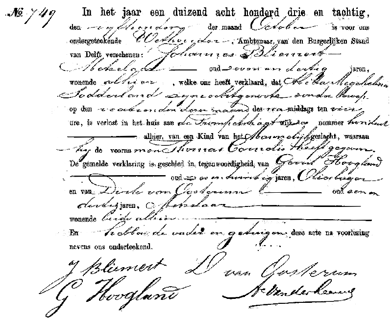 18831015 Geb akte Thomas C zv JL Bliemenrt - AM Sodderland